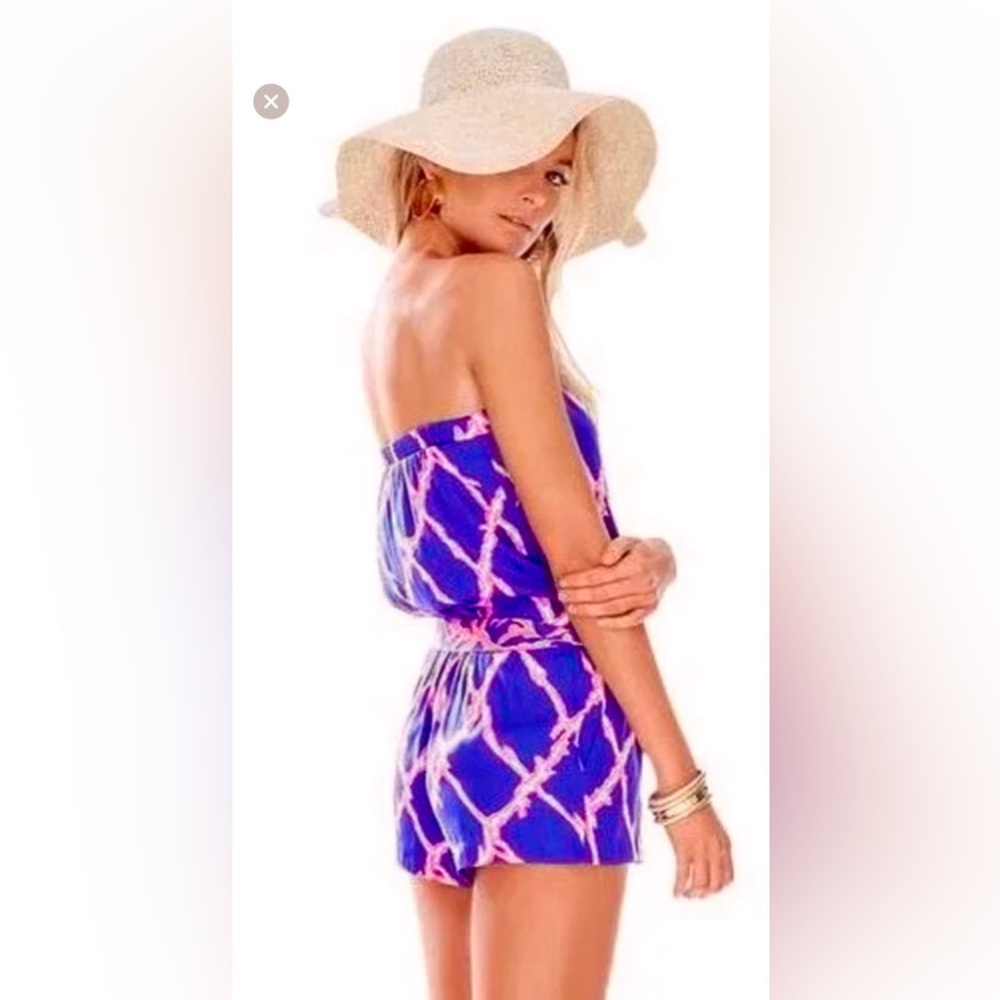 Lilly Pulitzer Ritz Romper Deep Dive Engineered Blue Nautical Santorini Tube XS
